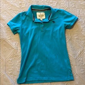 Abercrombie girls icon polo shirt teal blue